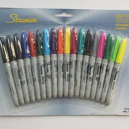 18 Bold Point Permanent Markers In 15 Colors - Bargainwizz