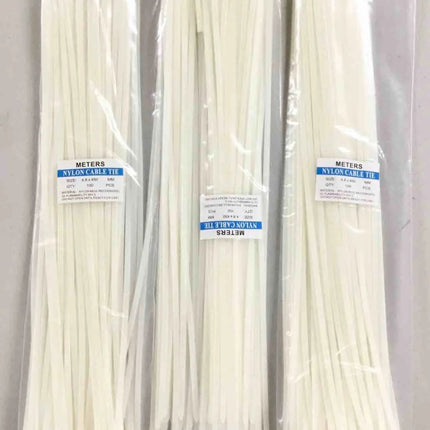 18-inch White Nylon Cable Zip Ties. 100/Bag - Bargainwizz