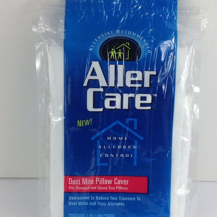 Aller Care Dust Mite Pillow Cover White Standard & Queen x 2 Allergen Control - Bargainwizz