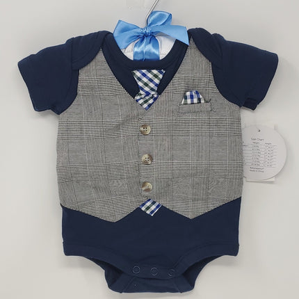 Boys' Tie Print Bodysuit Blue NB - Bargainwizz