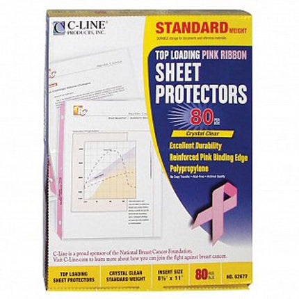 C-Line Pink Ribbon Standard Weight Poly Sheet Protectors - Bargainwizz