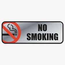 COSCO Brush Metal Office Sign, No Smoking, 9 x 3, Silver/Red - Bargainwizz