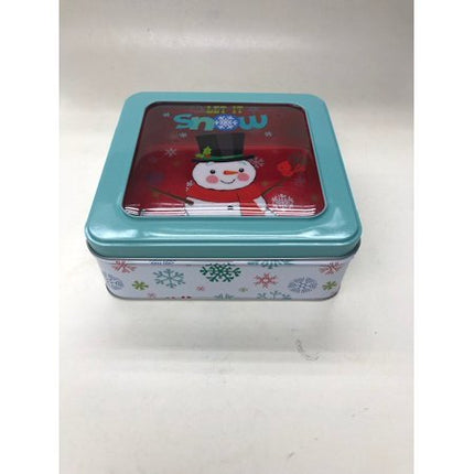 Holiday Time Window Tin - Snowman Design - Bargainwizz