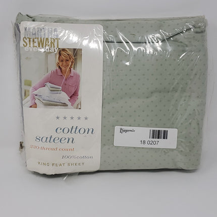 Martha Stewart Cotton Sateen 230-Thread count, King Flat Sheet - Bargainwizz