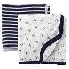 Newborn 2-Pack Airplane and Stripe Blanket Set - Bargainwizz