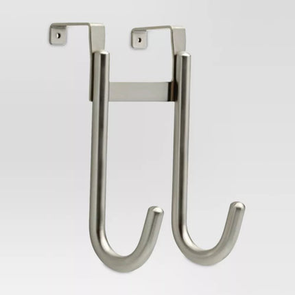 Over the Door Double Hook - Satin Nickel - Bargainwizz