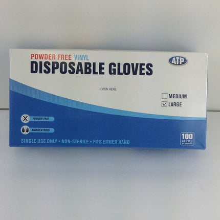Powder Free Vinyl Exam Gloves, Large, 100/Box - Bargainwizz