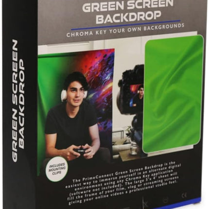 Prime Connect 5' x 4' Green Screen - Content Creator Streaming Video Backdrop - Bargainwizz