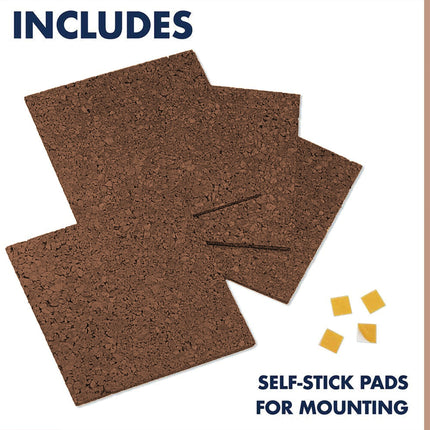 Quartet Cork Tiles, Dark, 12 Inch x 12 Inch, Frameless, 4 Pack - Bargainwizz