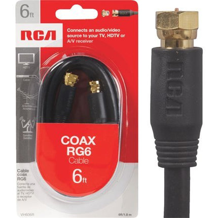 RCA VH606R 6' RG6 Black Coax Cable - Bargainwizz