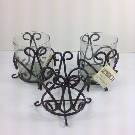 Rod Iron Apple Candle Holder With Candle - Bargainwizz