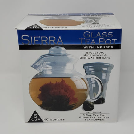 Sierra Glass Teapot With Infuser 5 Cup 40 Ounces - Bargainwizz