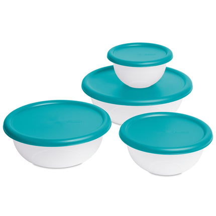 Sterilite 8 Piece Covered Bowl Set, Blue Atoll - Bargainwizz