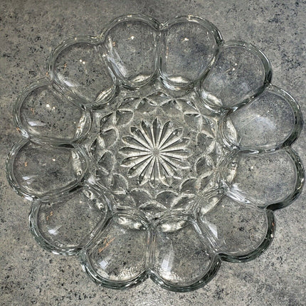 Vintage Egg Plate Clear Crystal 10" Holds 12 Eggs - Bargainwizz