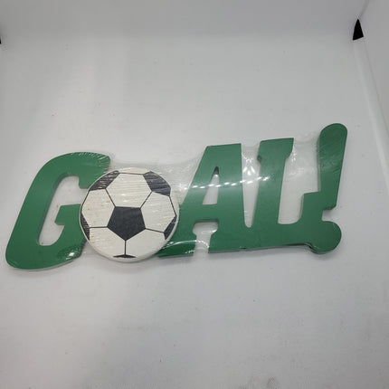 Wooden Wall Plaque - Soccer Ball, Goal - Bargainwizz