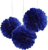 Colorful Tissue Pom Pom Garland Rope 6 Poms Decorate Party Celebrate 9 Ft Blue