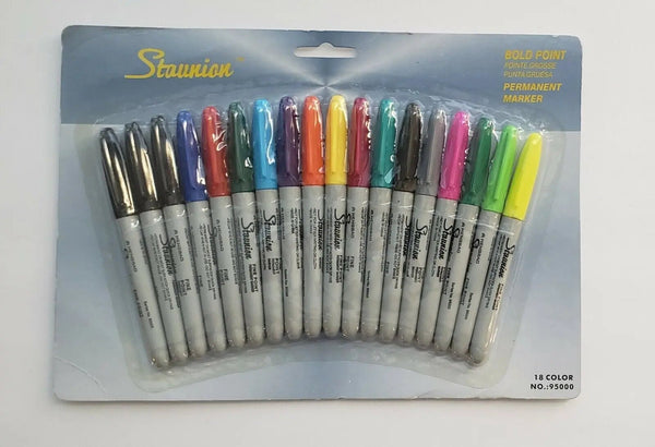 18 Bold Point Permanent Markers In 15 Colors | Bargainwizz