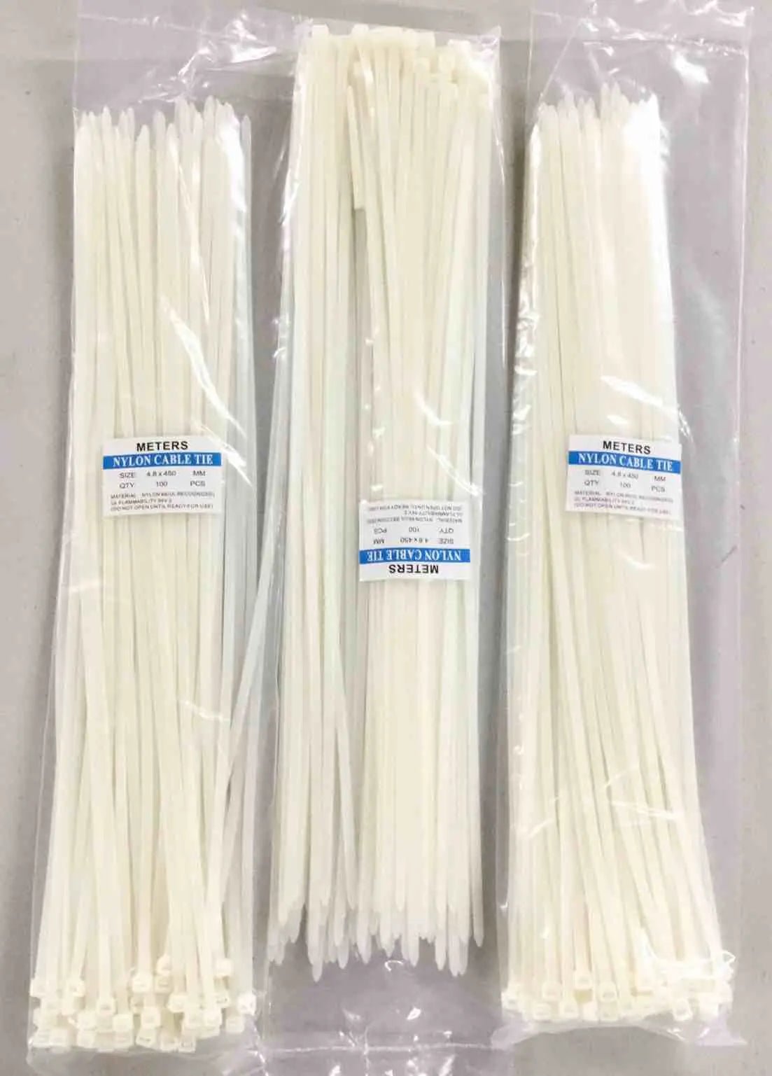 18-inch White Nylon Cable Zip Ties. 100/Bag - Bargainwizz
