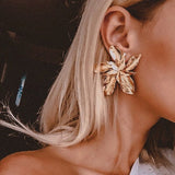 2020 Vintage Metal Flower Big Earrings for Women Gold Color Silver Color Geometric Statement Fashion Brincos Jewelry Earring - Bargainwizz