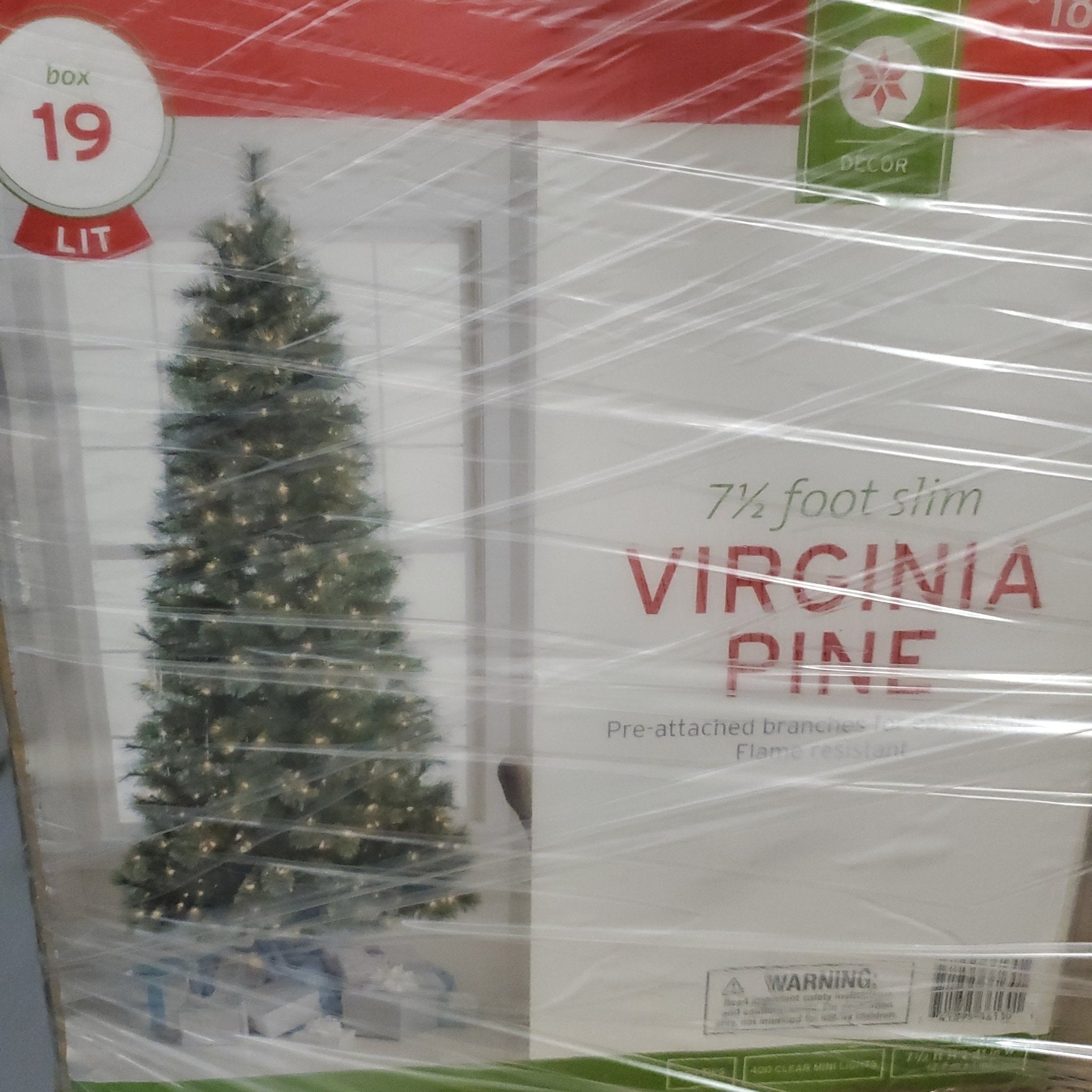 7.5' Pre-Lit Slim Virginia Pine Christmas Tree Clear Lights - Bargainwizz