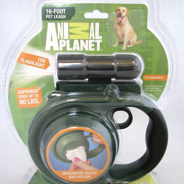 Animal Planet Black/red Retractable Dog 16 Ft Leash/led Flashlight Freeship - Bargainwizz