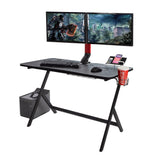 Black Gaming Desk with Multicolor LED and 3 USB Ports