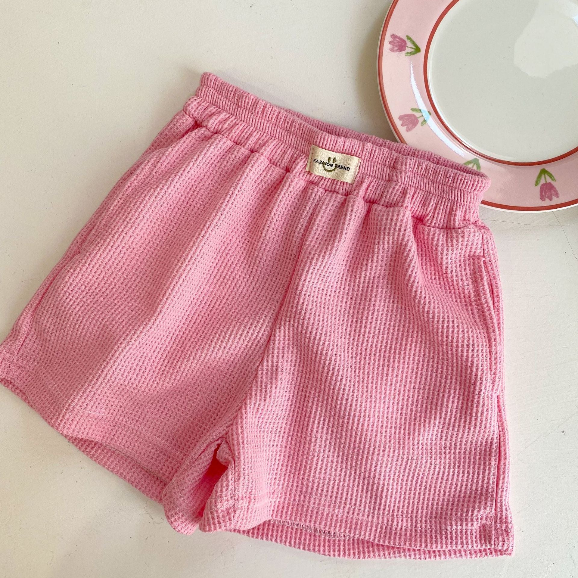 Casual Candy Color Waffle Shorts - Bargainwizz