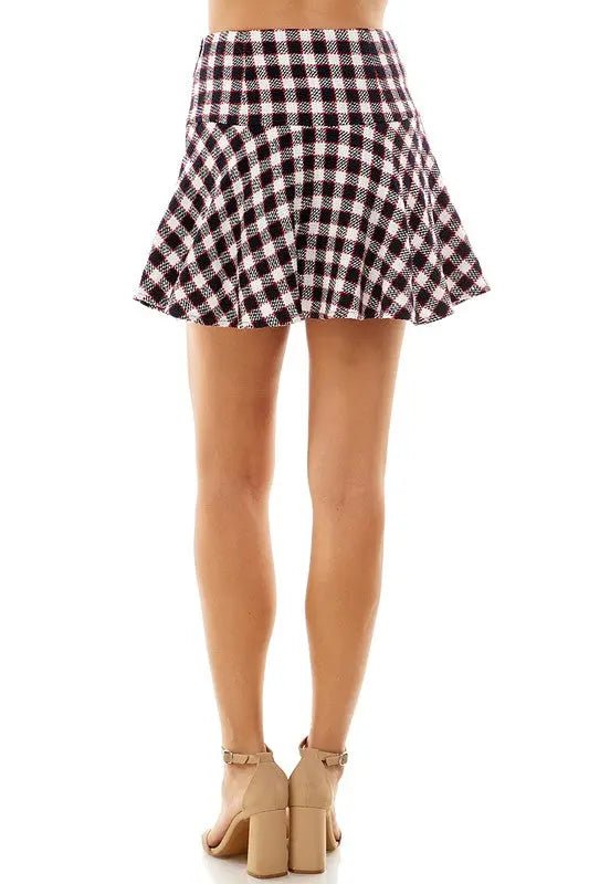 Checkered Tweed Skirt - Bargainwizz