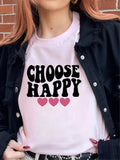 Choose Happy with Hearts Tee - Bargainwizz