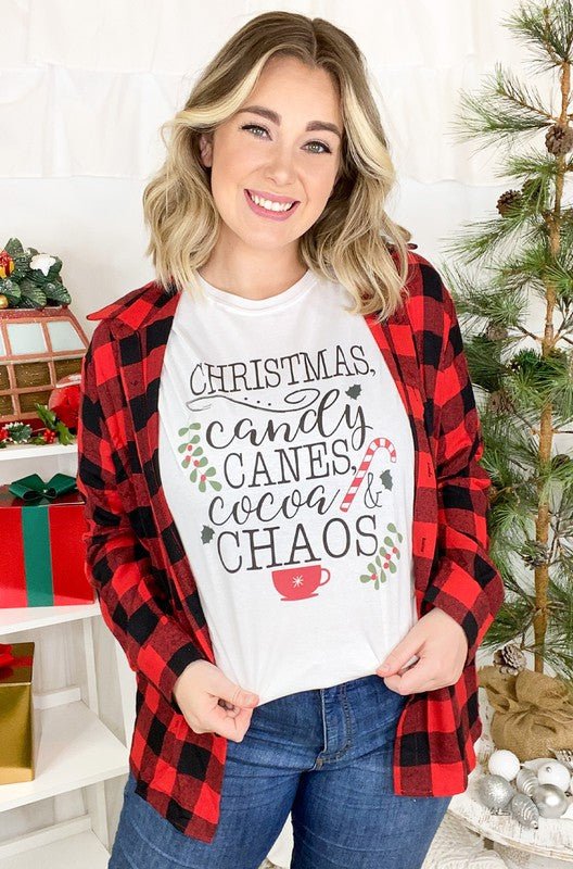 Christmas Candy Canes and Chaos T-Shirt - Bargainwizz