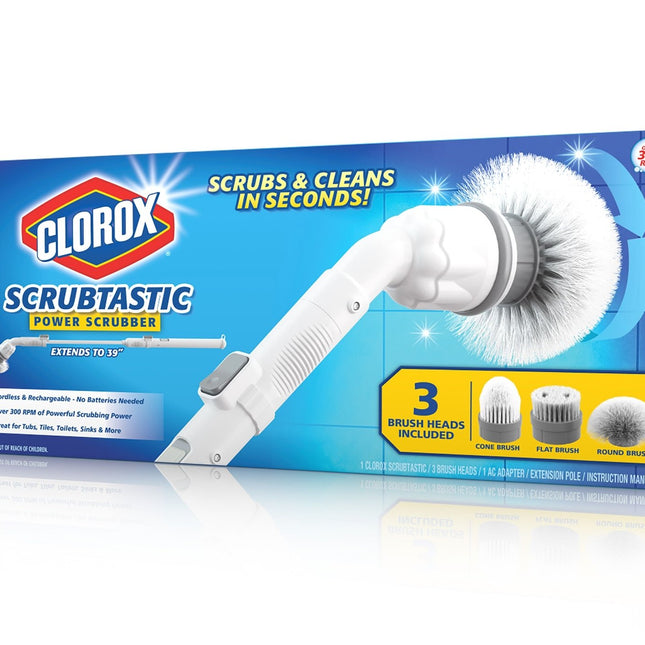 Clorox Scrubtastic Rechargeable Cordless Spin Scrubber With 3 Heads - Bargainwizz