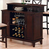 Coaster Contemporary Style Solid Wood Bar Unit with Wine Rack, Deep Cappuccino Finish