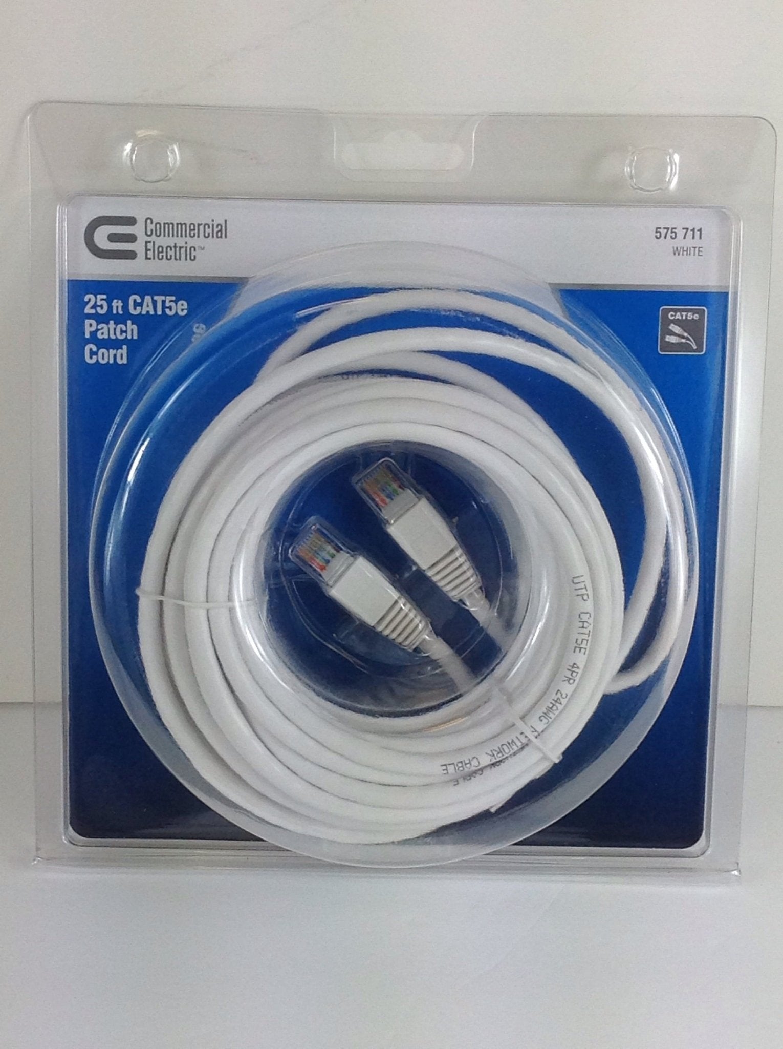 Commercial Electric 25 Ft. Cat5e Ethernet Cable - White - Bargainwizz