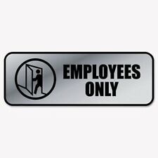 COSCO Brushed Metal Office Sign, Employees Only, 9 x 3, Silver - Bargainwizz