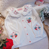 Cute Rabbit Embroidered Shirt - Bargainwizz