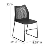 Flash Furniture HERCULES Series 661 lb. Capacity Gray Stack Chair with Air-Vent Back and Black Powder Coated Sled Base - Bargainwizz