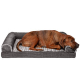 FurHaven Luxe Fur & Performance Linen Memory Top Sofa Bed - Charcoal (Large) - Bargainwizz