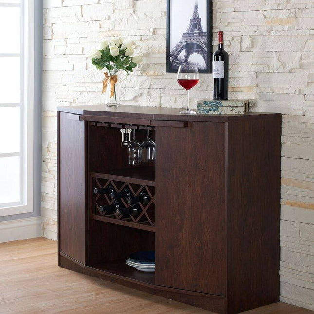 Furniture of America Nason Modern Multi-Storage Wine Bar Buffet - Bargainwizz