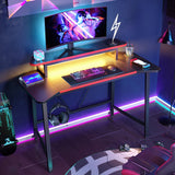 Gaming Computer Table with LED Lights - Bargainwizz