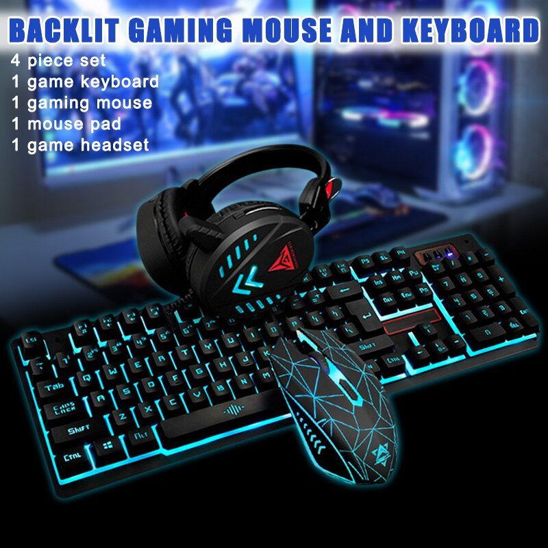 Gaming Keyboard Mouse Headsets Set - Bargainwizz