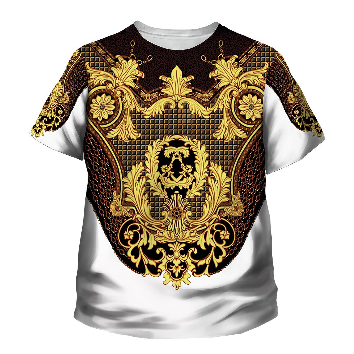 Golden Baroque Graphic T-Shirt Shorts Set - Bargainwizz