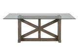 Hampton Road Trestle Dining Table with Glass Top - Bargainwizz