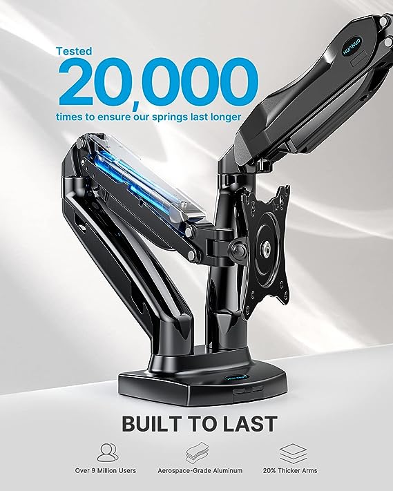 HUANUO Duel Monitor Stand - Gas Spring Single Arm – Bargainwizz