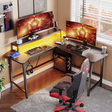 L-Shaped Gaming Desk with LED Lights - Bargainwizz