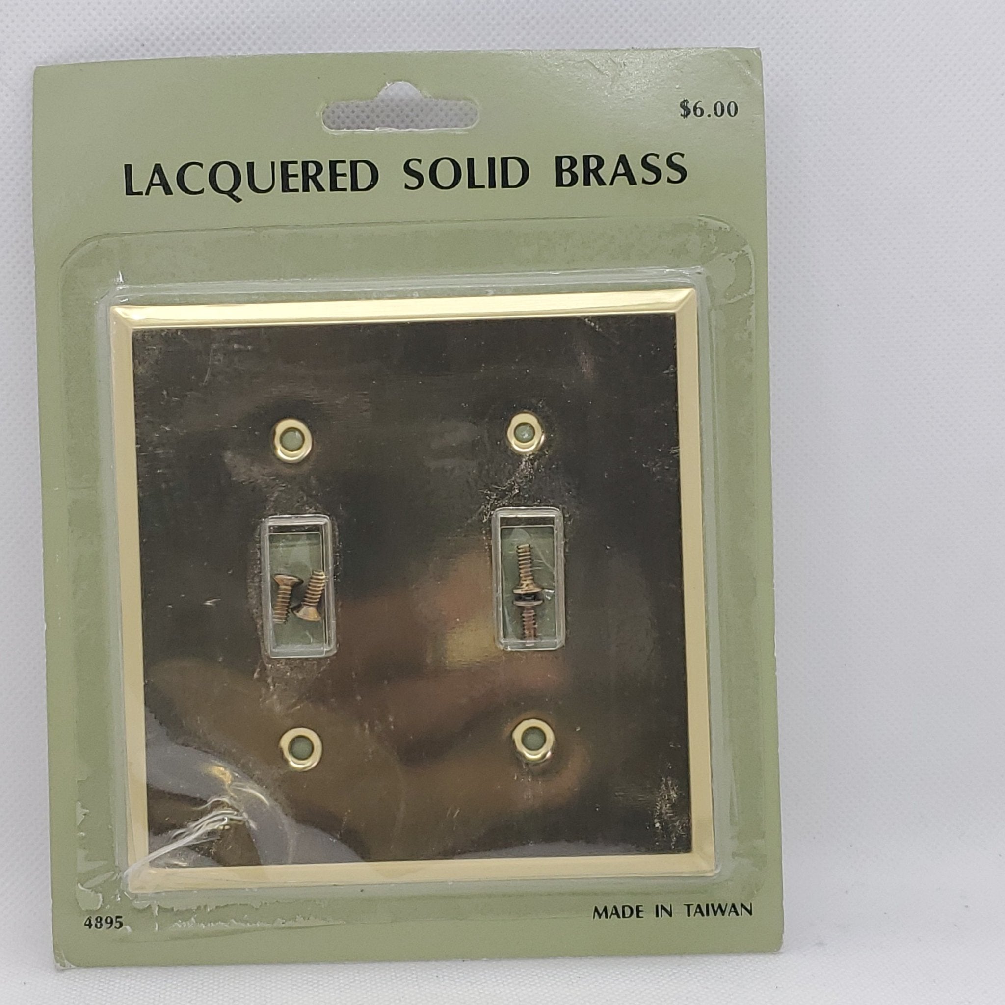 Lacquered Polish Brass Double Switch Plate - Bargainwizz