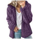 Large Fleece Fluffy Zipper Hooded Jacket