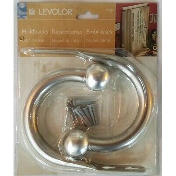 Levelor Satin Nickel Curtain Holdbacks 2 pk w Mounting Screws - Bargainwizz