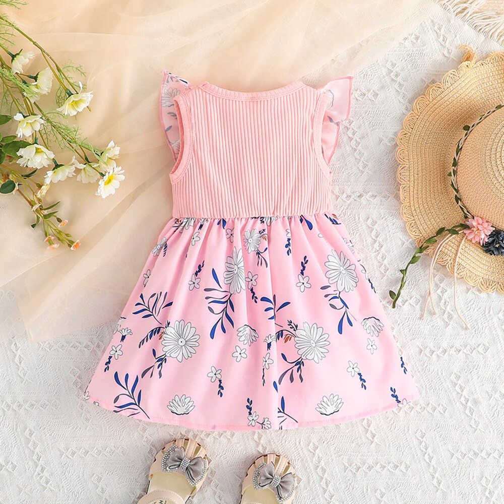Linen Floral Princess Dress - Bargainwizz