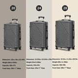 Luggage 3 Piece Set, 20" 24" 28", Dark Gray - Bargainwizz