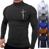 Mens High Collar Long Sleeve Faith T-Shirt